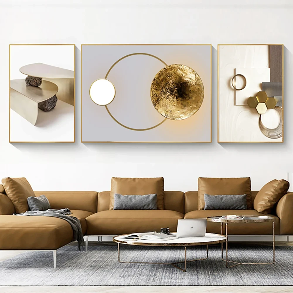 3 Parça Modern Geometrik Soyut Duvar Dekoru Seti