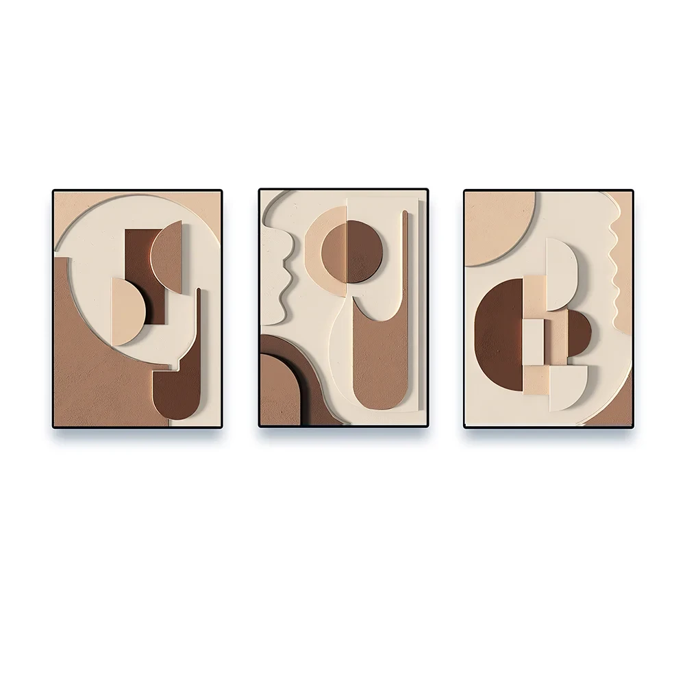 Kahverengi Çerçeveli 3 Parçalı Japandi