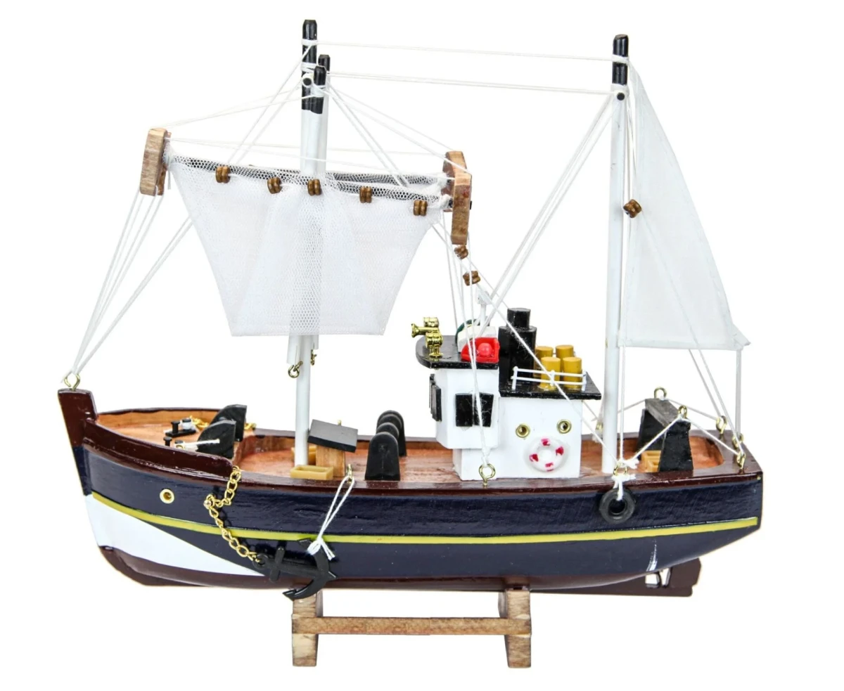 Ahşap El Yapımı Balıkçı Teknesi Taka Maketi