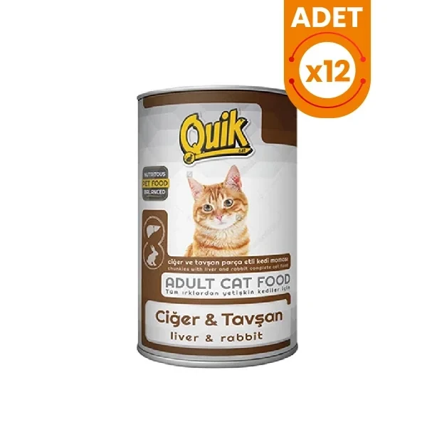 Quik Ciğer ve Tavşanlı Yetişkin Konserve Kedi Maması