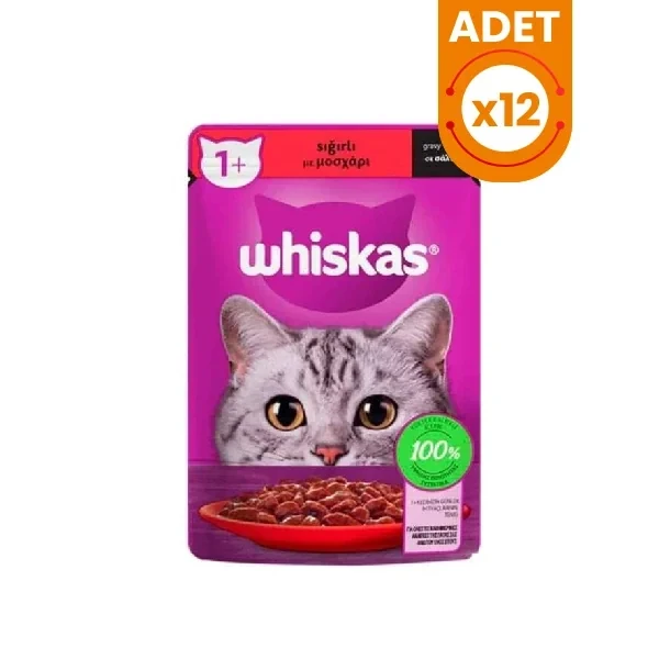 Whiskas Pouch Sos İçerisinde Sığır Etli Yetişkin Konserve Kedi Maması
