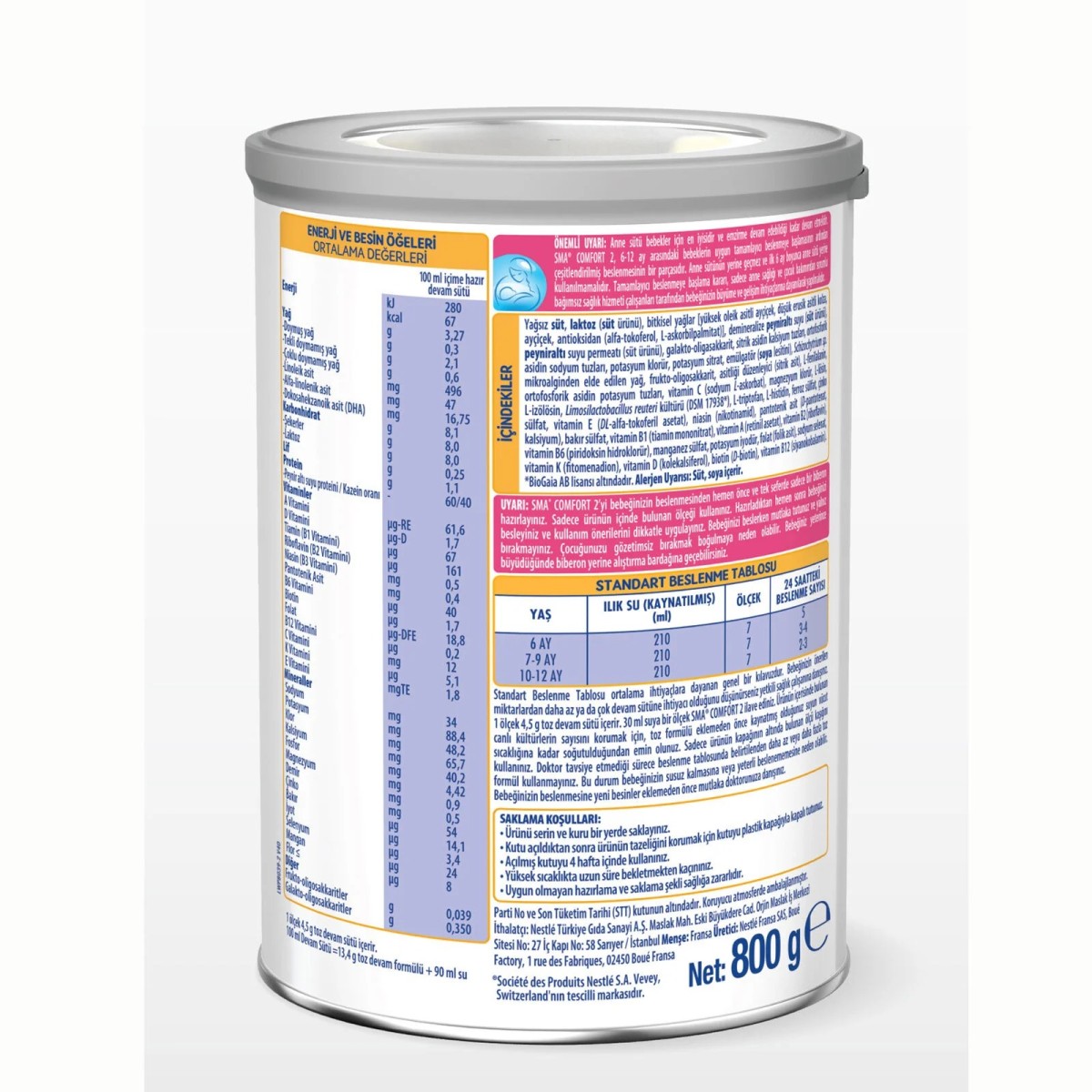 SMA Comfort 2 Devam Sütü 800 Gr 6 12 Ay