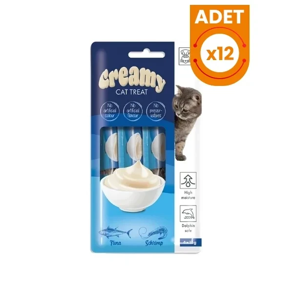 M-Pets Creamy Ton Balıklı ve Karidesli Sıvı Kedi Ödül Maması
