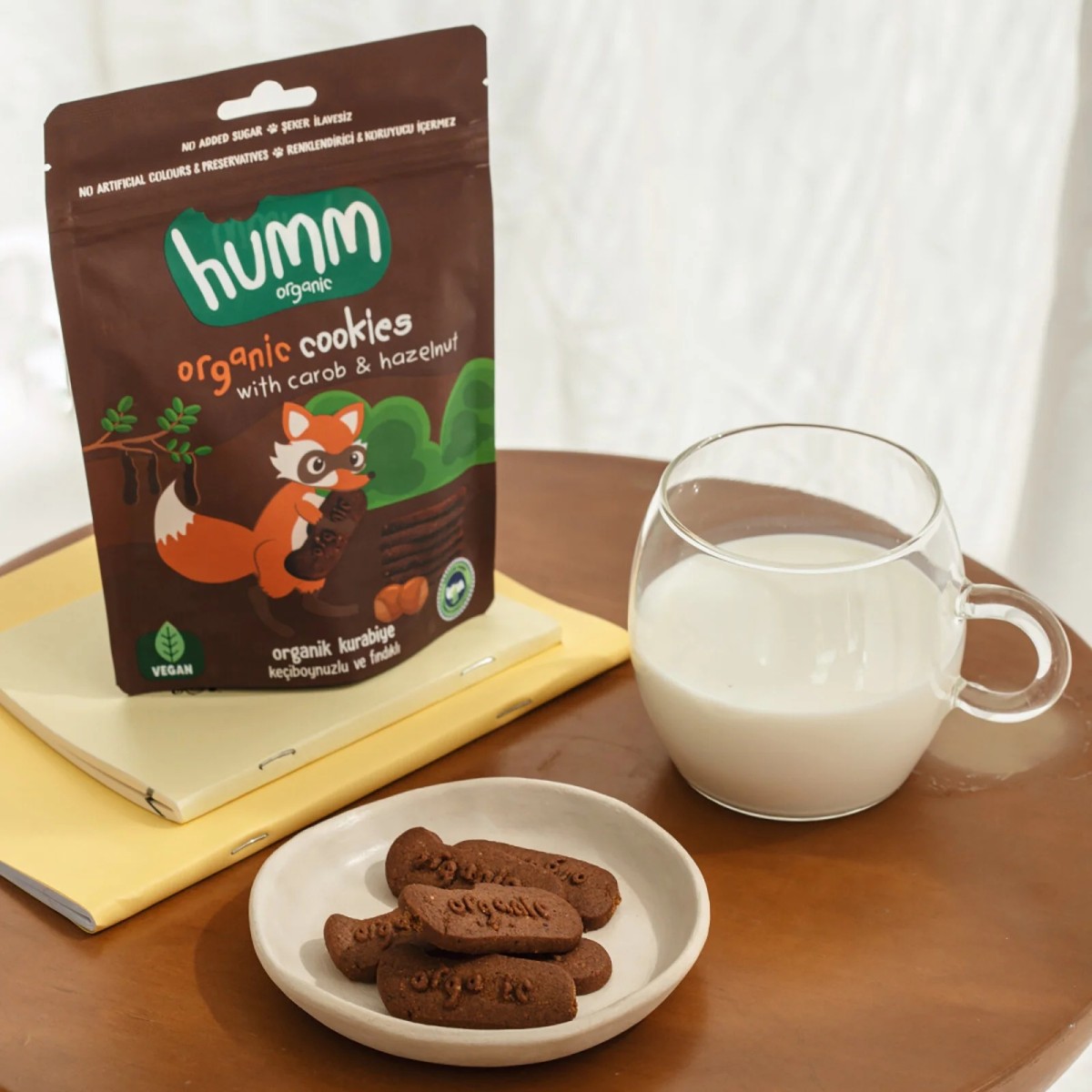 humm organic Organik Vegan Keçiboynuzlu ve Fındıklı Kurabiye 55 gr