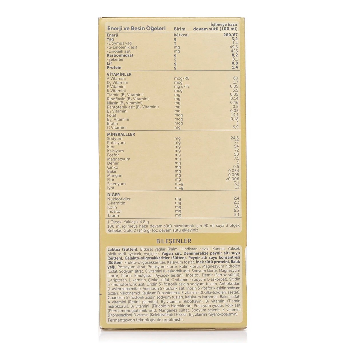 Bebelac Gold 2 Devam Sütü 800 gr 6-12 Ay