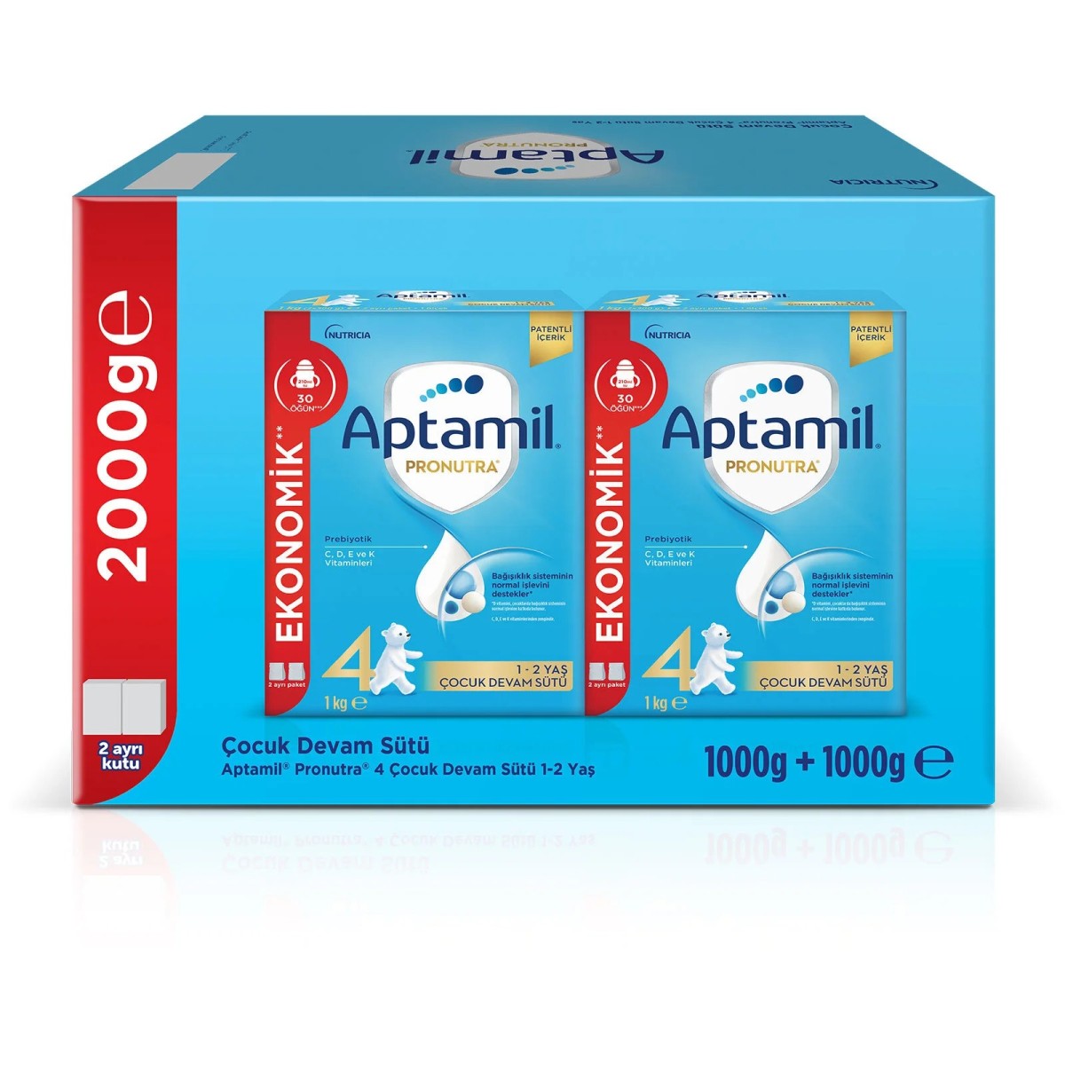 Aptamil 4 Çocuk Devam Sütü 2'li Paket 2x1000 gr 1+ Yaş