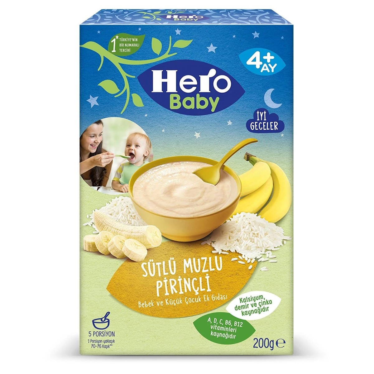 Hero Baby Gece Sütlü Muzlu Pirinçli Kaşık Maması 200 gr
