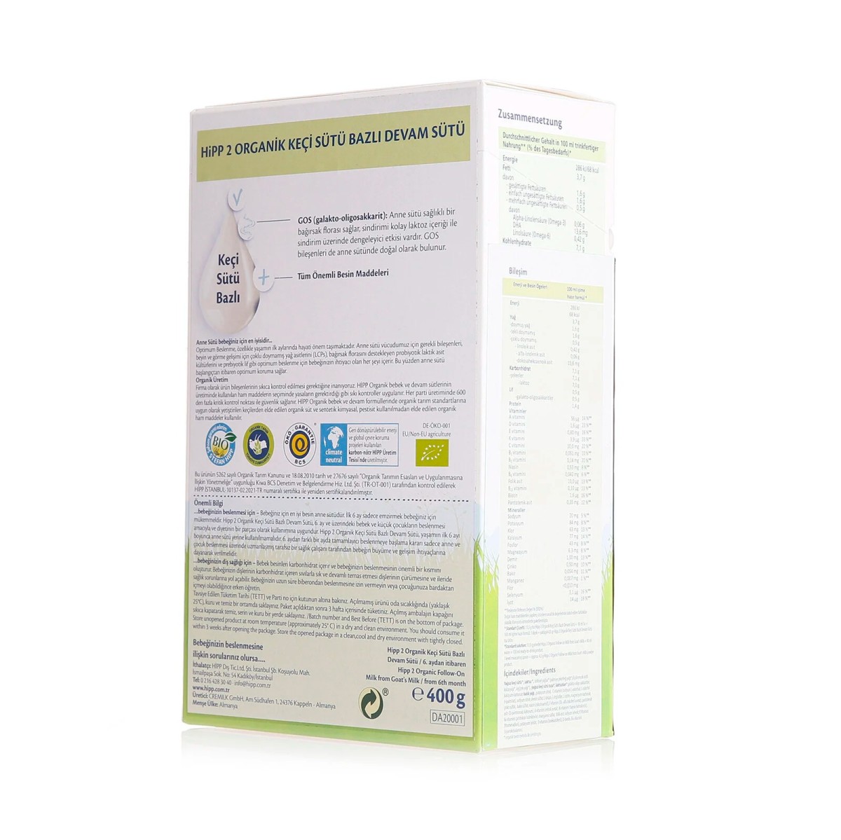 HiPP 2 Organik Keçi Sütlü Devam Sütü 400 gr 6+ Ay