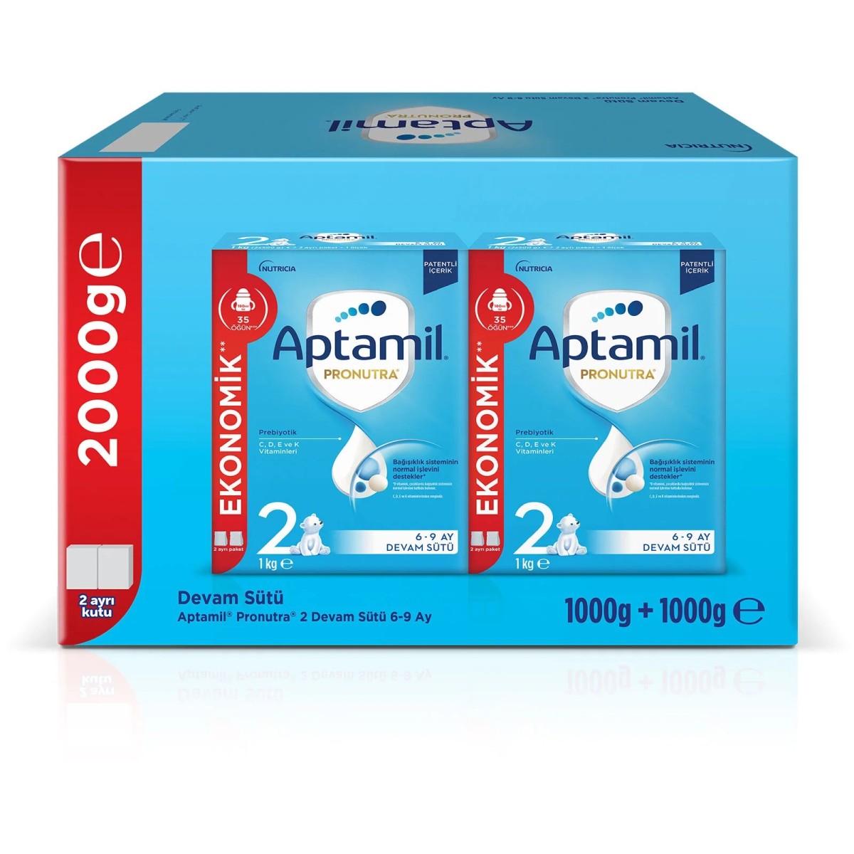 Aptamil 2 Devam Sütü 2'li Paket 2x1000 gr