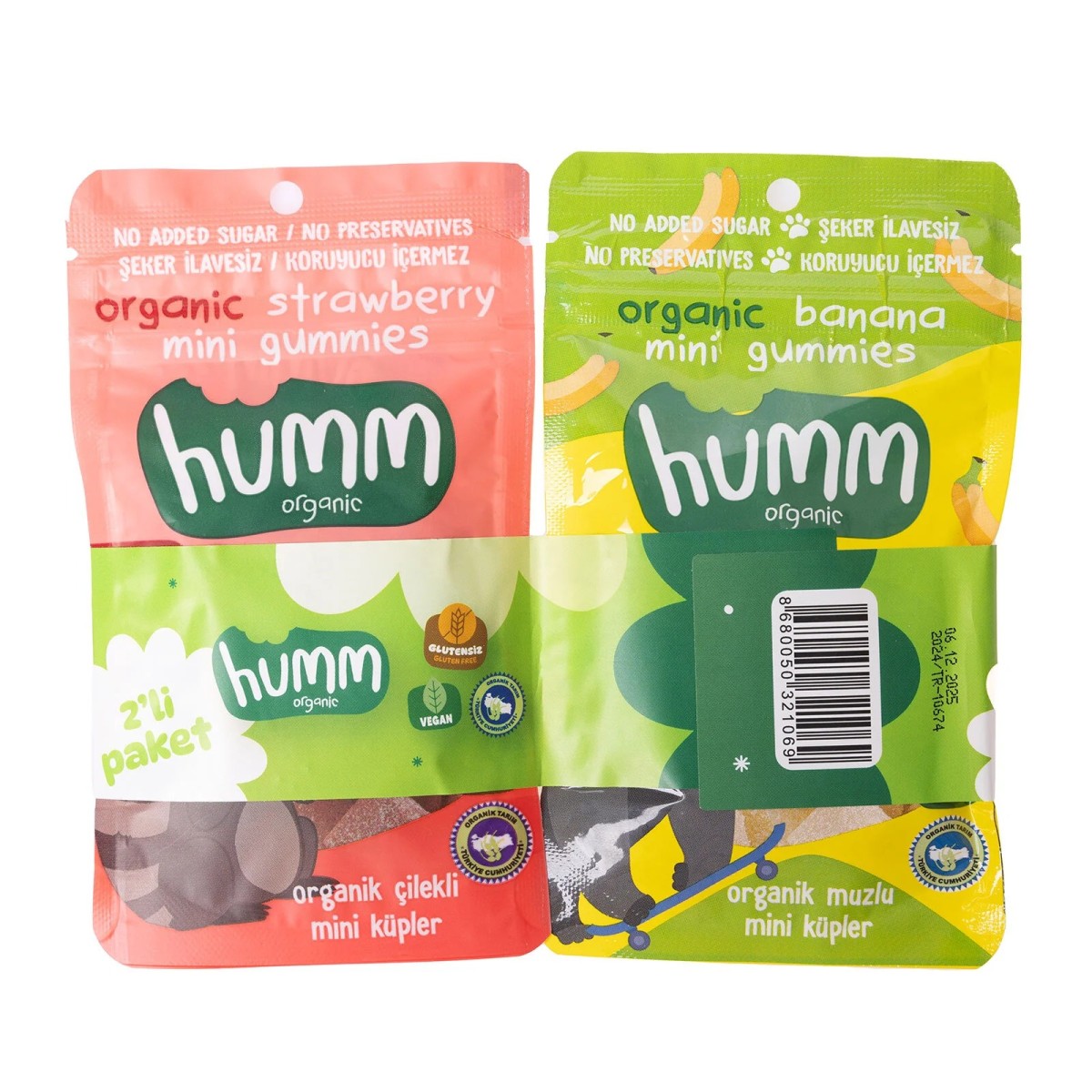 humm organic Muzlu&Çilekli Mini Küpler 2x30g