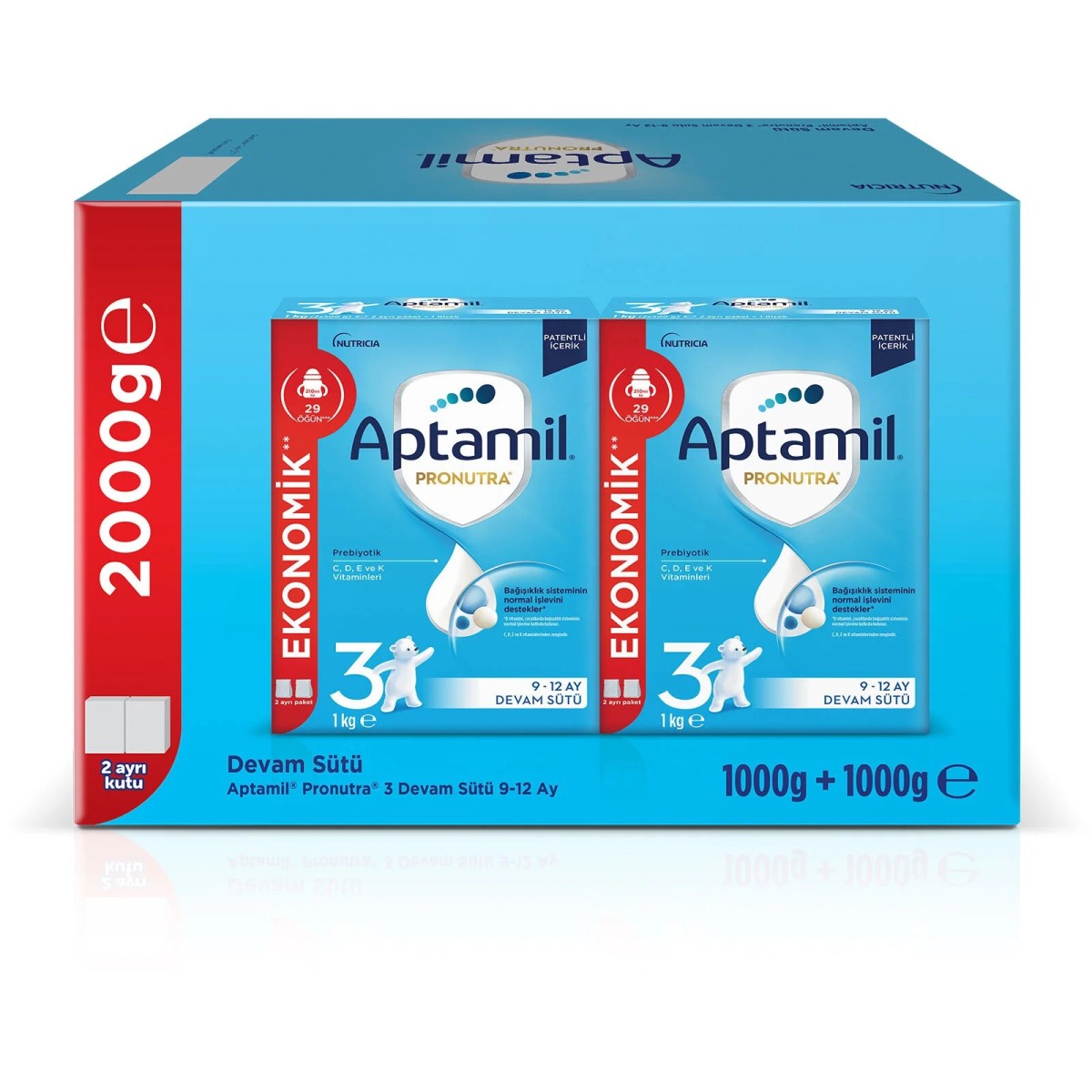 Aptamil 3 Devam Sütü 2'li Paket 2x1000gr