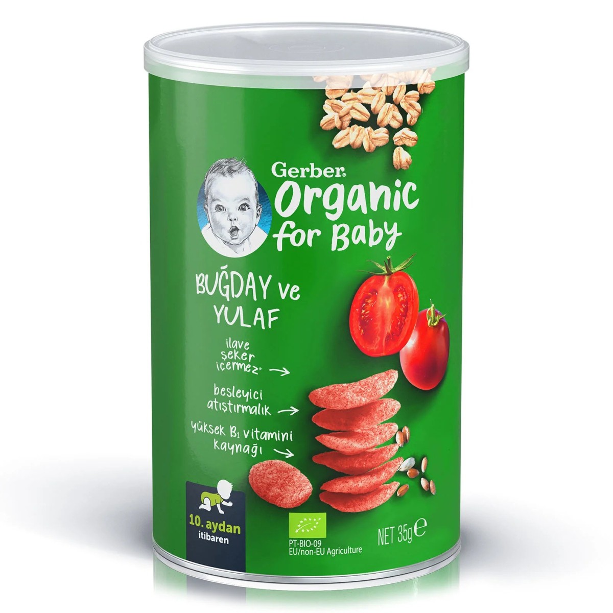 Gerber Organik Buğday Ve Yulaf Bebek Atıştırmalığı 35 gr 10+ Ay