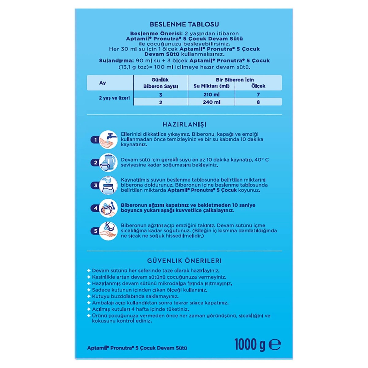 Aptamil 5 Çocuk Devam Sütü 1000 Gr 2-3 Yaş