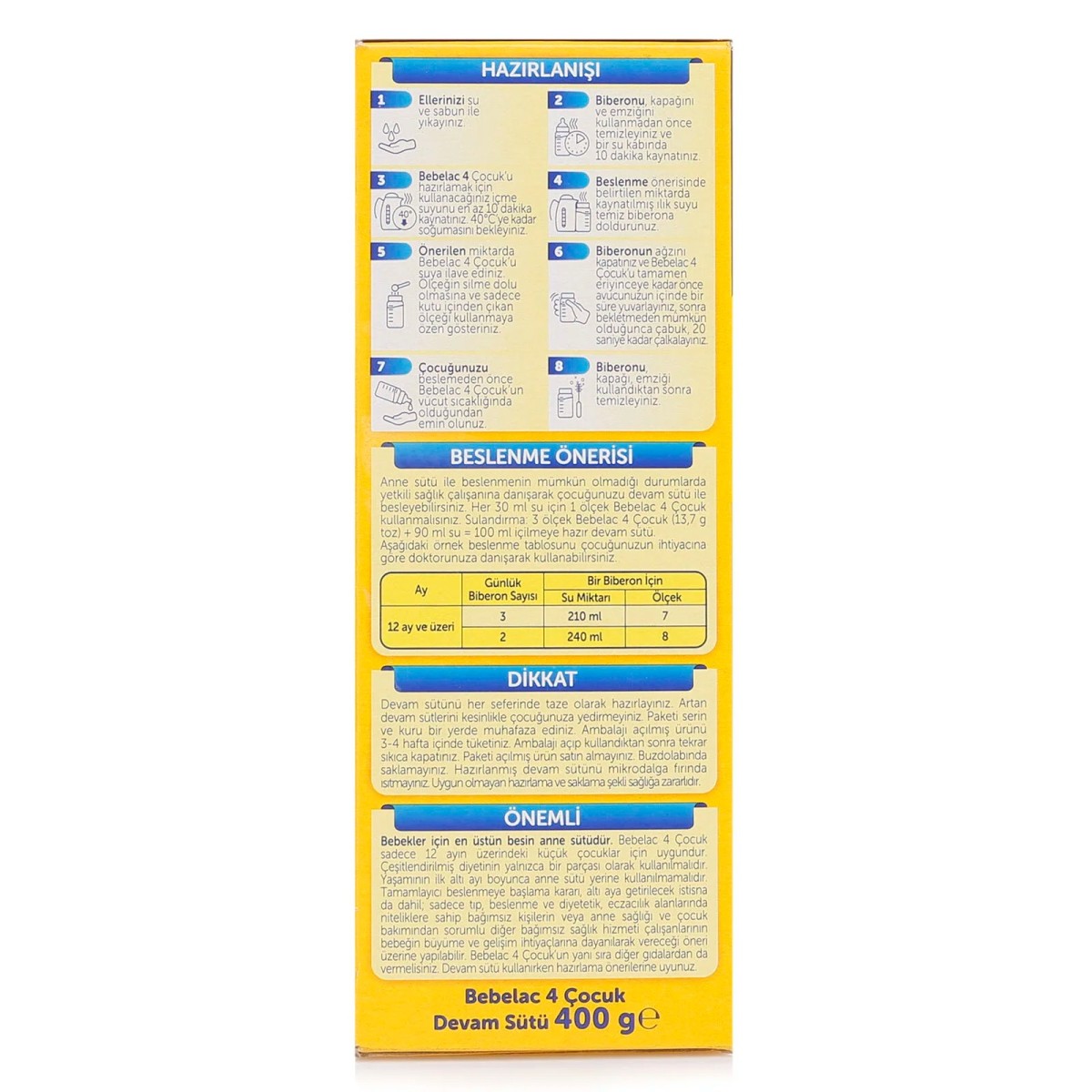 Bebelac 4 Çocuk Devam Sütü 400 gr 1+ Yaş