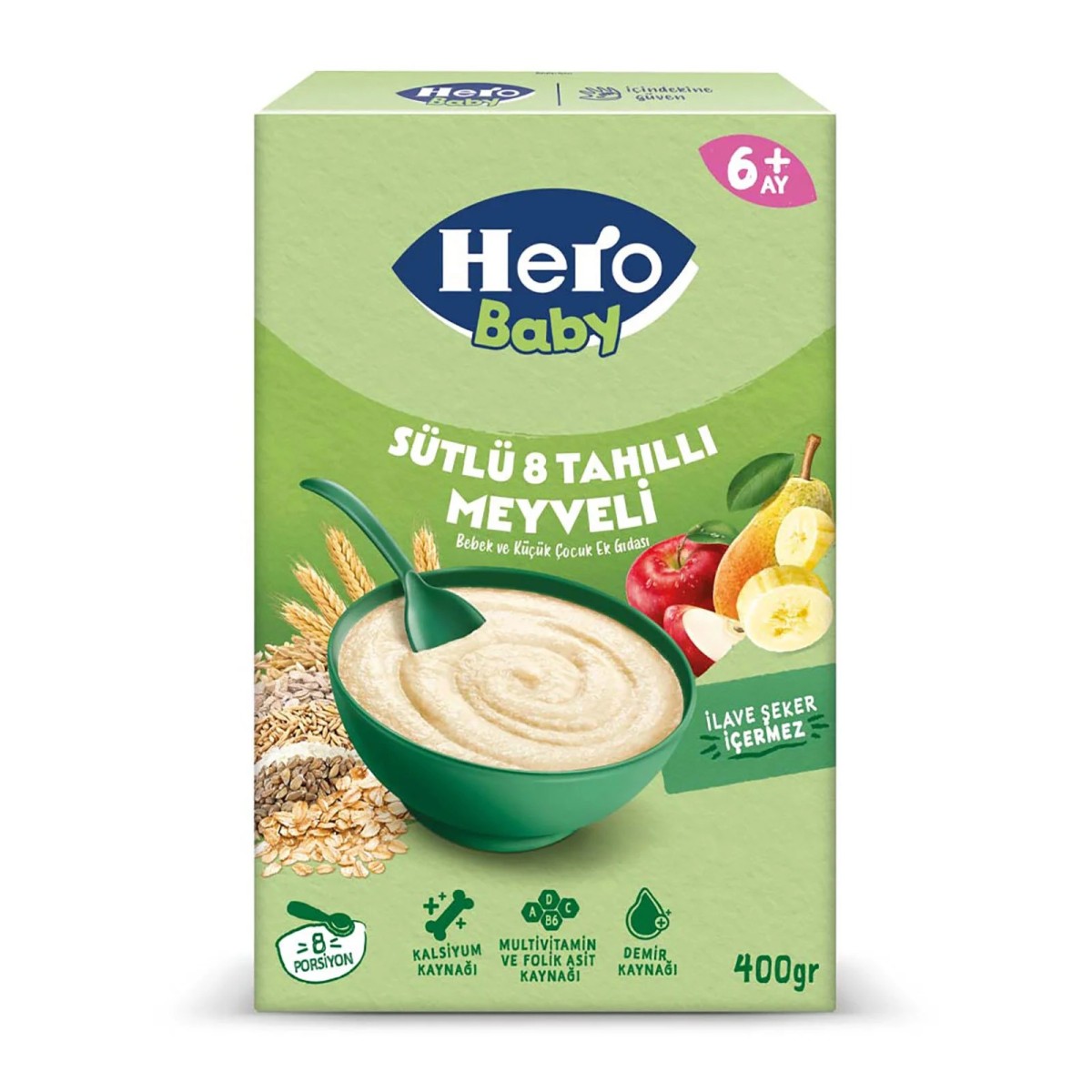Hero Baby Sütlü 8 Tahıllı Meyveli Kaşık Mama 400gr
