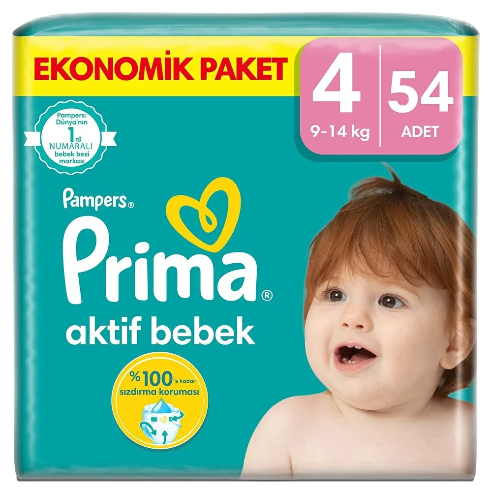 Bebek Bezi Aktif Bebek 4 Beden Maxi Ekonomik Paket 9-14 kg 54 Adet