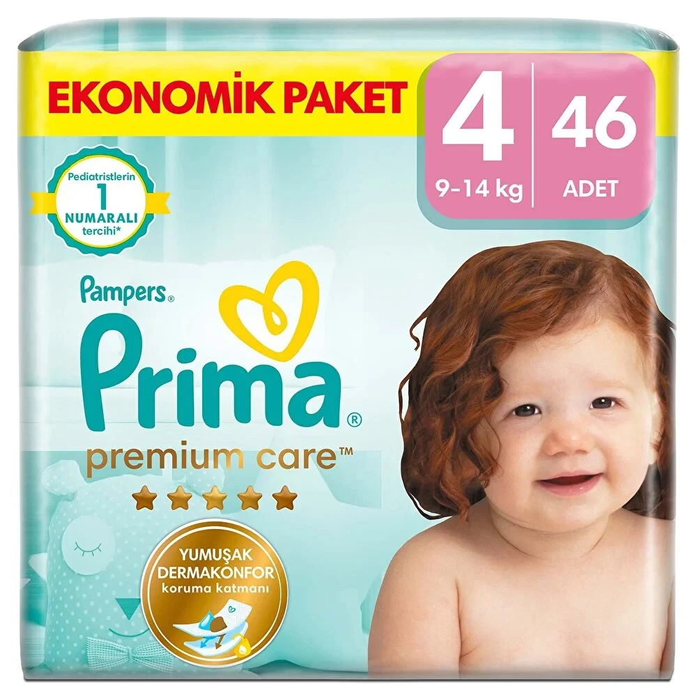 Bebek Bezi Premium Care 4 Beden Maxi Ekonomik Paket 9-14 kg 46 Adet