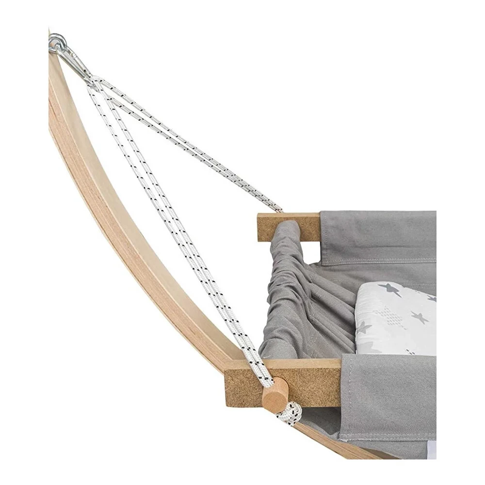 Fethiye Cibinlikli Ahşap Sallanabilir Hamak Gri