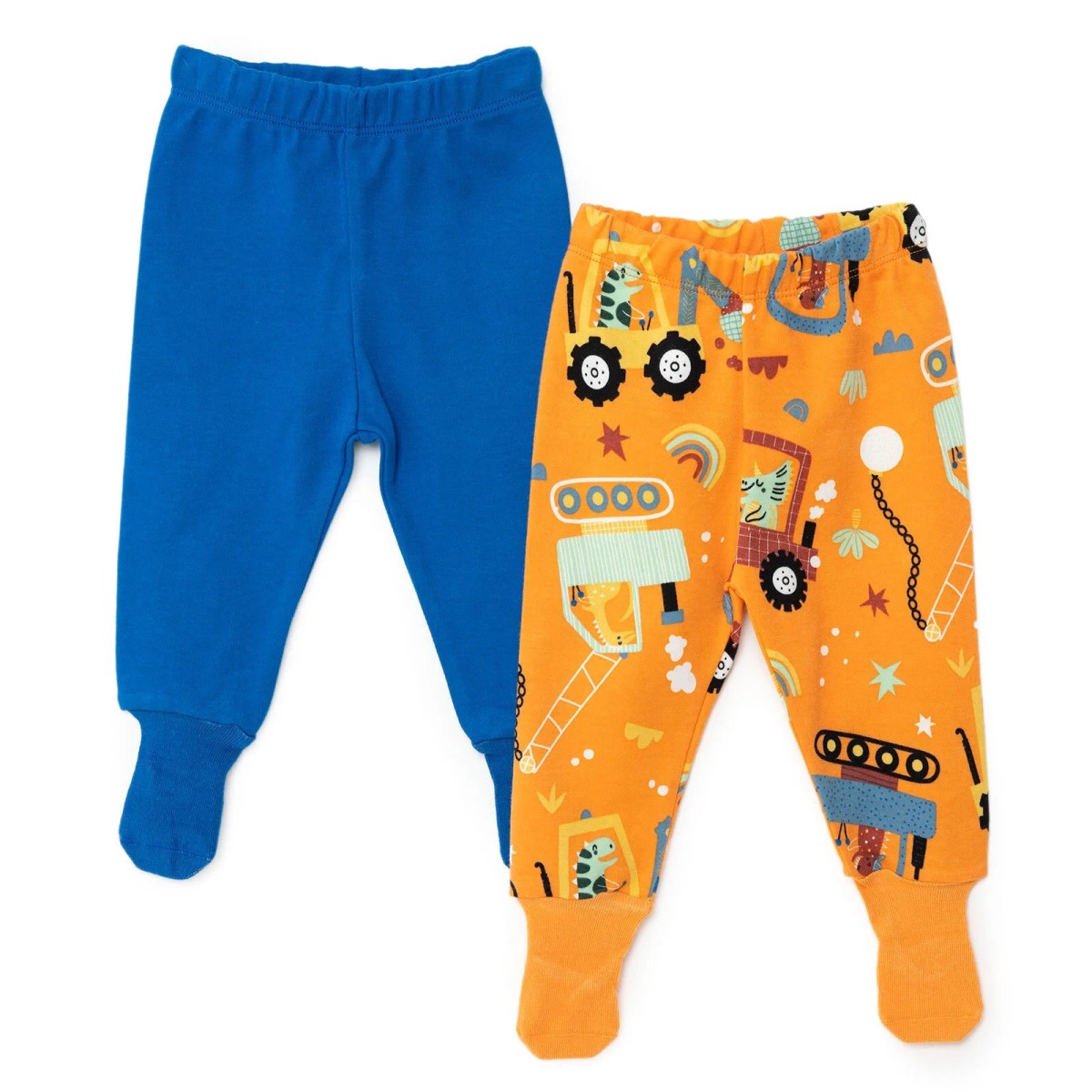 HelloBaby Erkek Bebek 2li Çoraplı Pantolon İnterlok Metraj Desenli Turuncu